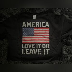 NWOT Black Graphic Tee with American flag print